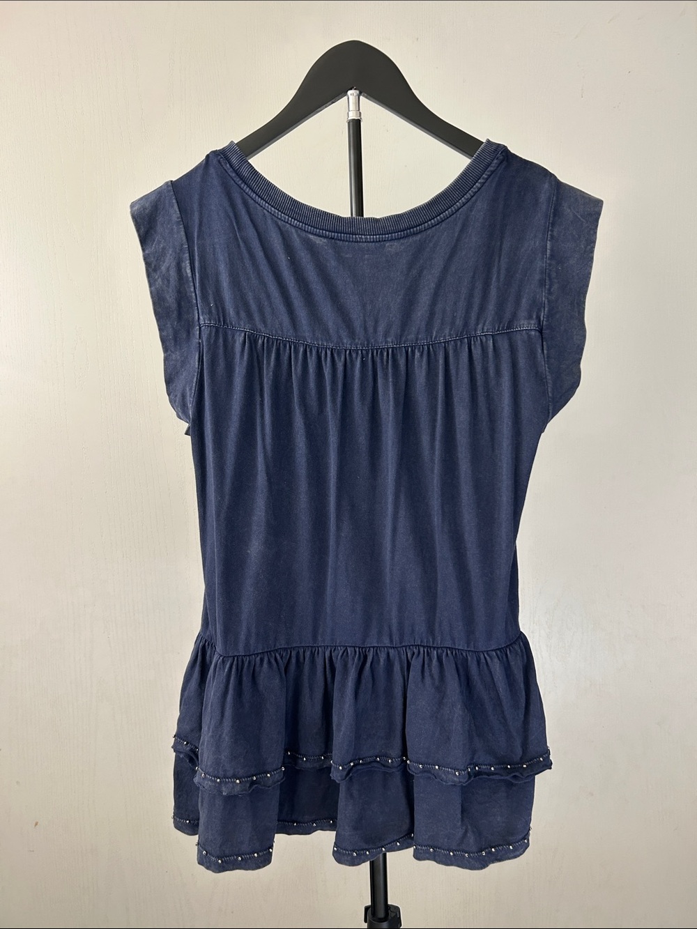 William Rast Navy Ruffle-Hem Tunic Top - Picture 4 of 7